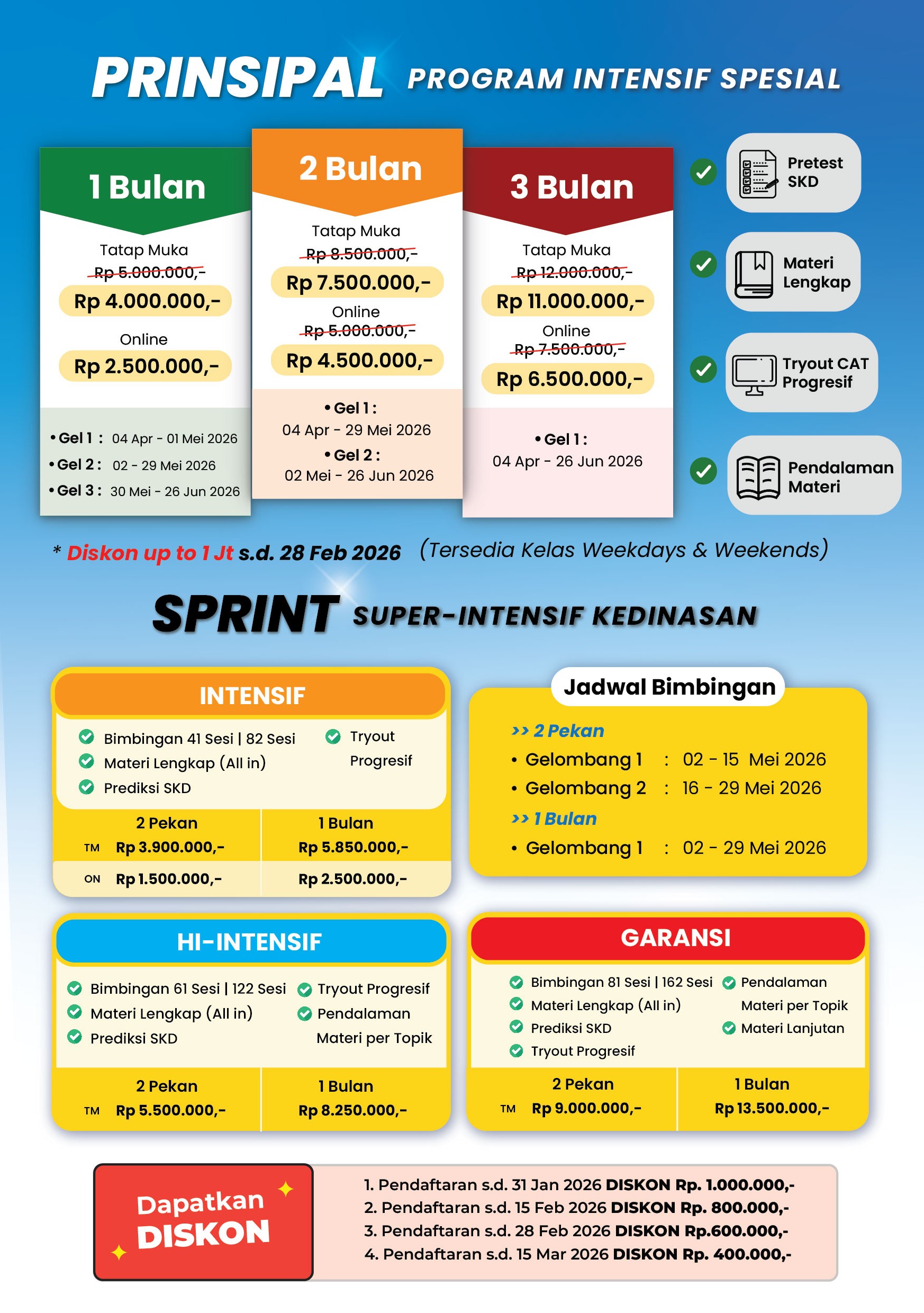 Brosur Bimbel Kedinasan 2026 -  PRINSIPAL & SPRINT