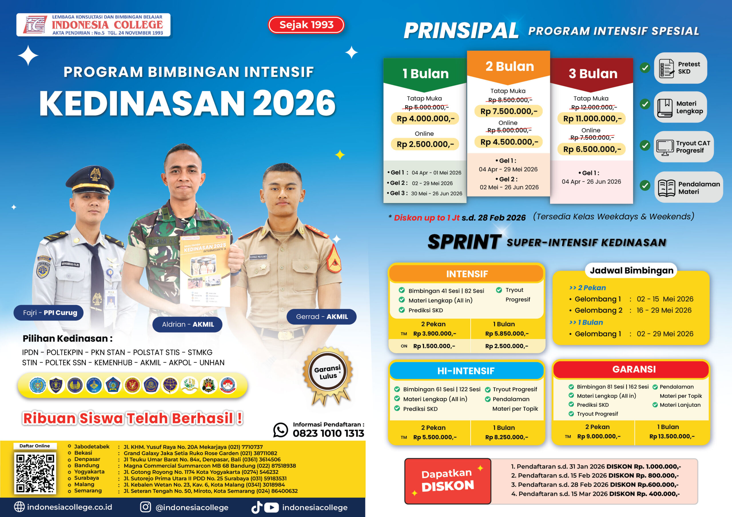 Brosur Bimbel Kedinasan 2026 -  PRINSIPAL & SPRINT
